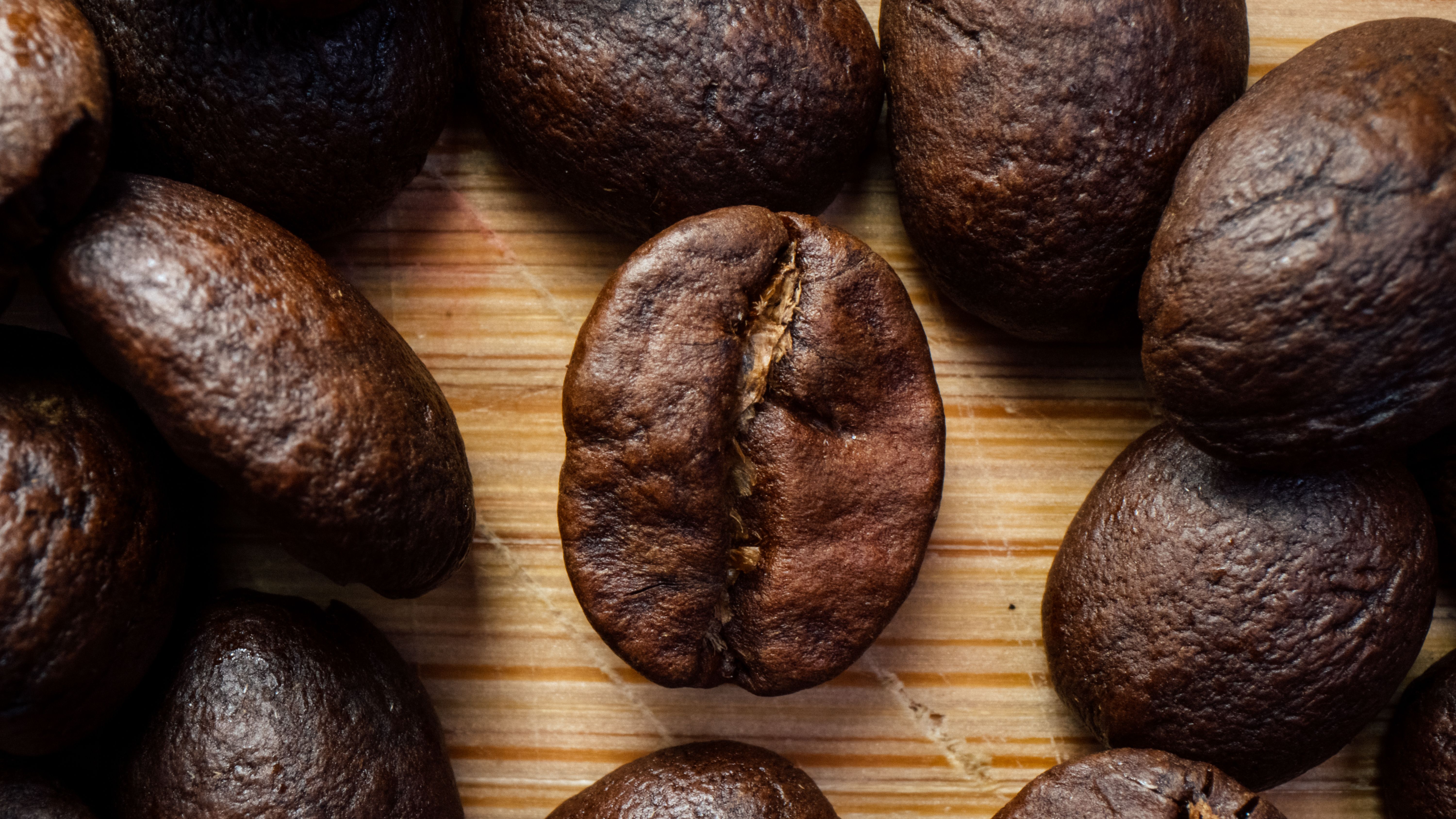 Close up of roasted coffee beans